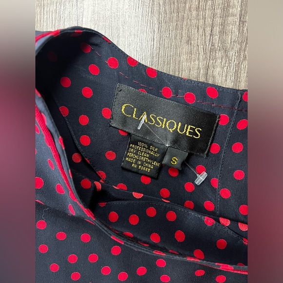 Classiques Silk Red Polka For Button Back Blouse Size S - Picture 3 of 3